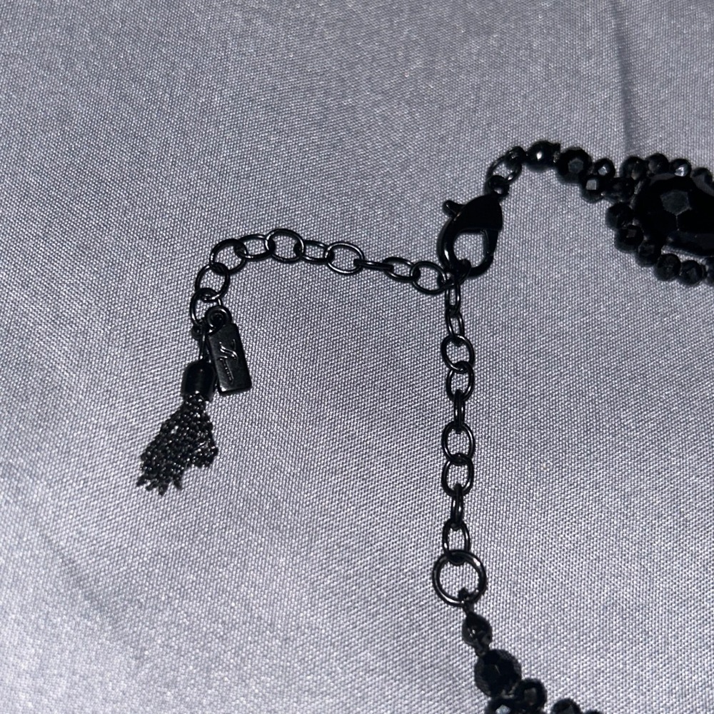 Simply Vera Vera Wang Black Beaded Statement Necklace with Tassel Extender NEW - Picture 7 of 8
